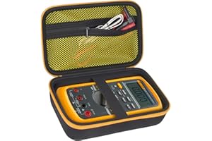 Comecase Hard Carrying Case for Fluke 87-V/ 88V/ 15B+/ 17B+ and More Digital Multimeter, Protective Travel Storage Bag - Black + Yellow Pocket