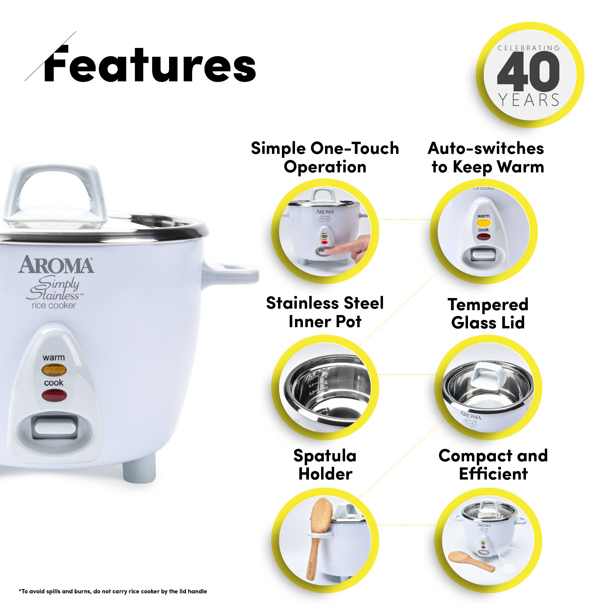 Aroma Housewares Simply Stainless 14Cup (Cooked) (7Cup UNCOOKED) Rice Cooker, Stainless Steel