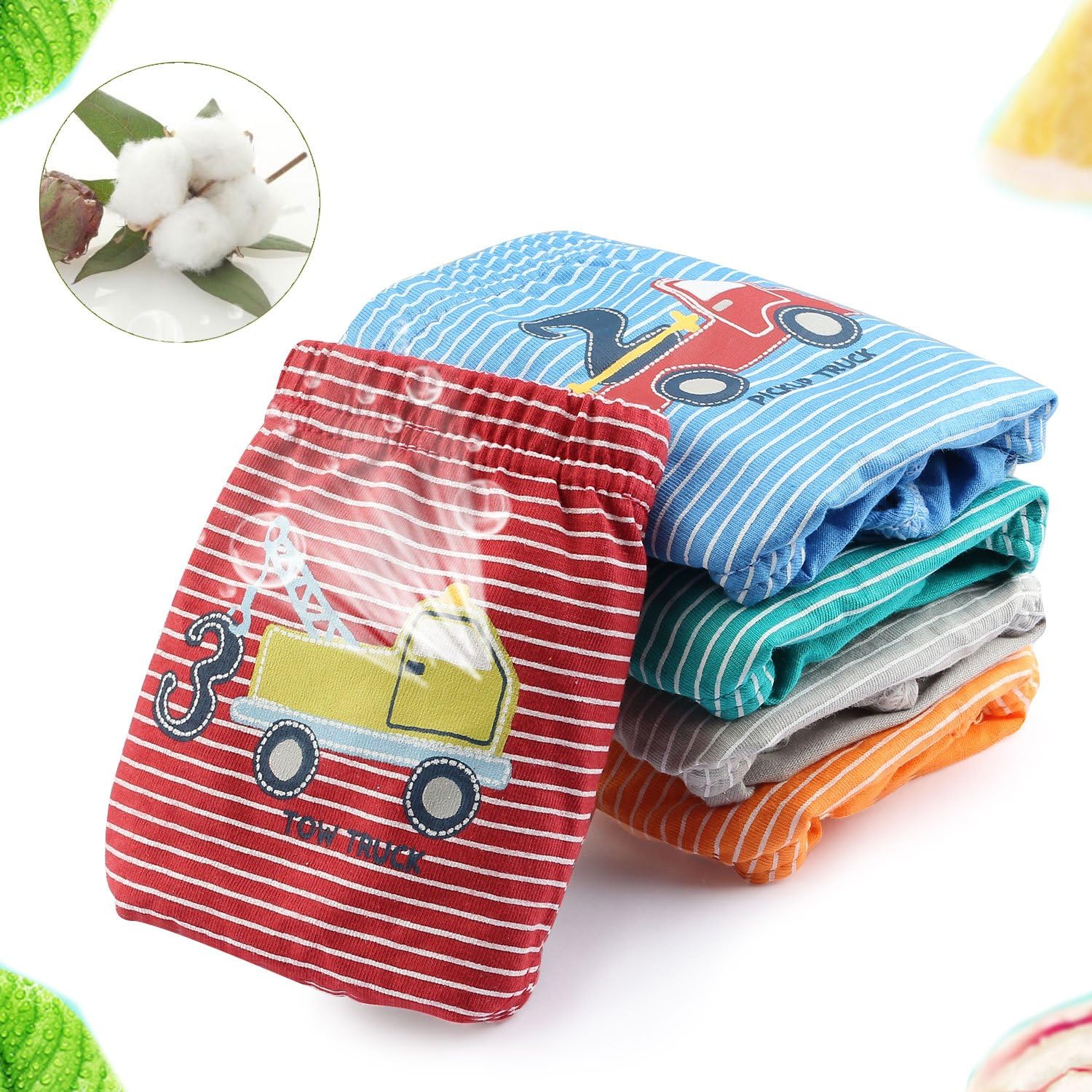 BOOPH Little Boys Toddlers Cotton Underwear Briefs Car 5 Pack 2-5T: Clothing