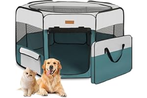 AKINERRI Dog Playpen, Portable Pet Play Pen for Cat, Puppies, Rabbits, Chickens, Foldable Large-Capacity Pet Tent for Indoor/Outdoor Travel Camping Blue