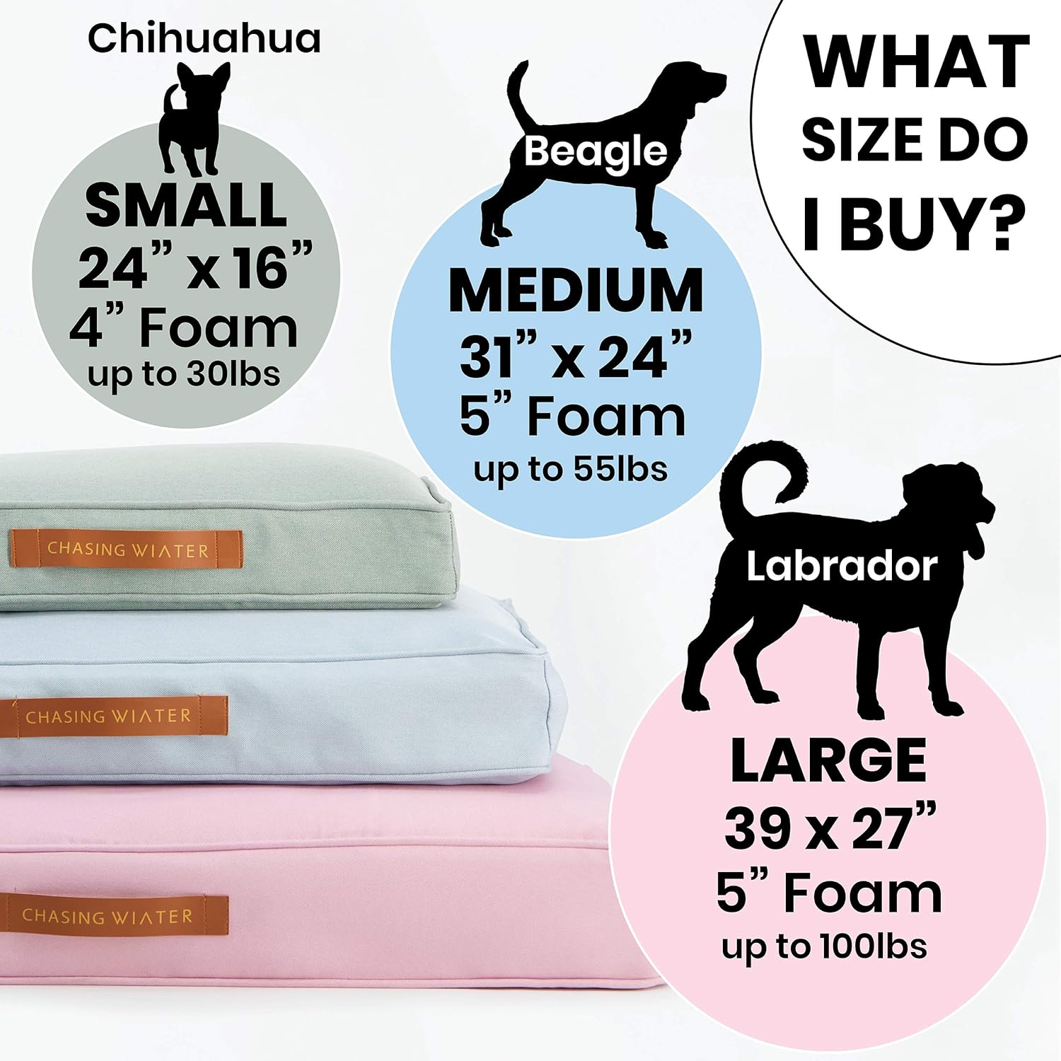 Chasing Winter Premium Memory Foam Dog Bed for Medium Breeds, Blue | Pain Relief Orthopedic 31" x 24" x 5" Pet Bed w/Heavy-Duty, Washable Removable Cover - for Breeds up to 55 Lbs. : Pet Supplies