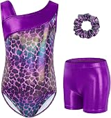Gogokids Girls Three-Piece Gymnastics Set Leotard Shorts Hairband Sparkling