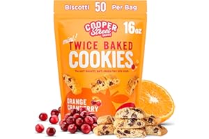 Cooper Street Twice-Baked Orange Cranberry Biscotti Cookies (16 oz) – Over 50 Biscotti per Bag Loaded with Real Fruit, Traditional Italian Snacks with Coffee or Tea - Dairy, Peanut & Soy Free, Kosher