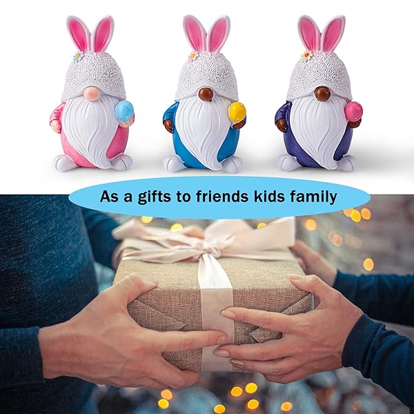 ANLEMIN EASTER GNOMES DECORATIONS BUNNY ELF FIGURINES FOR SPRING HOME TABLE DECOR -3PCS