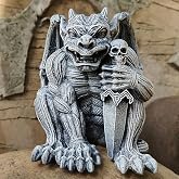 qumHmup Resin Gargoyle Statue with Intricate Wings and Demonic Skull,Indoor Outdoor Patio Garden Backyard Halloween Home Decor