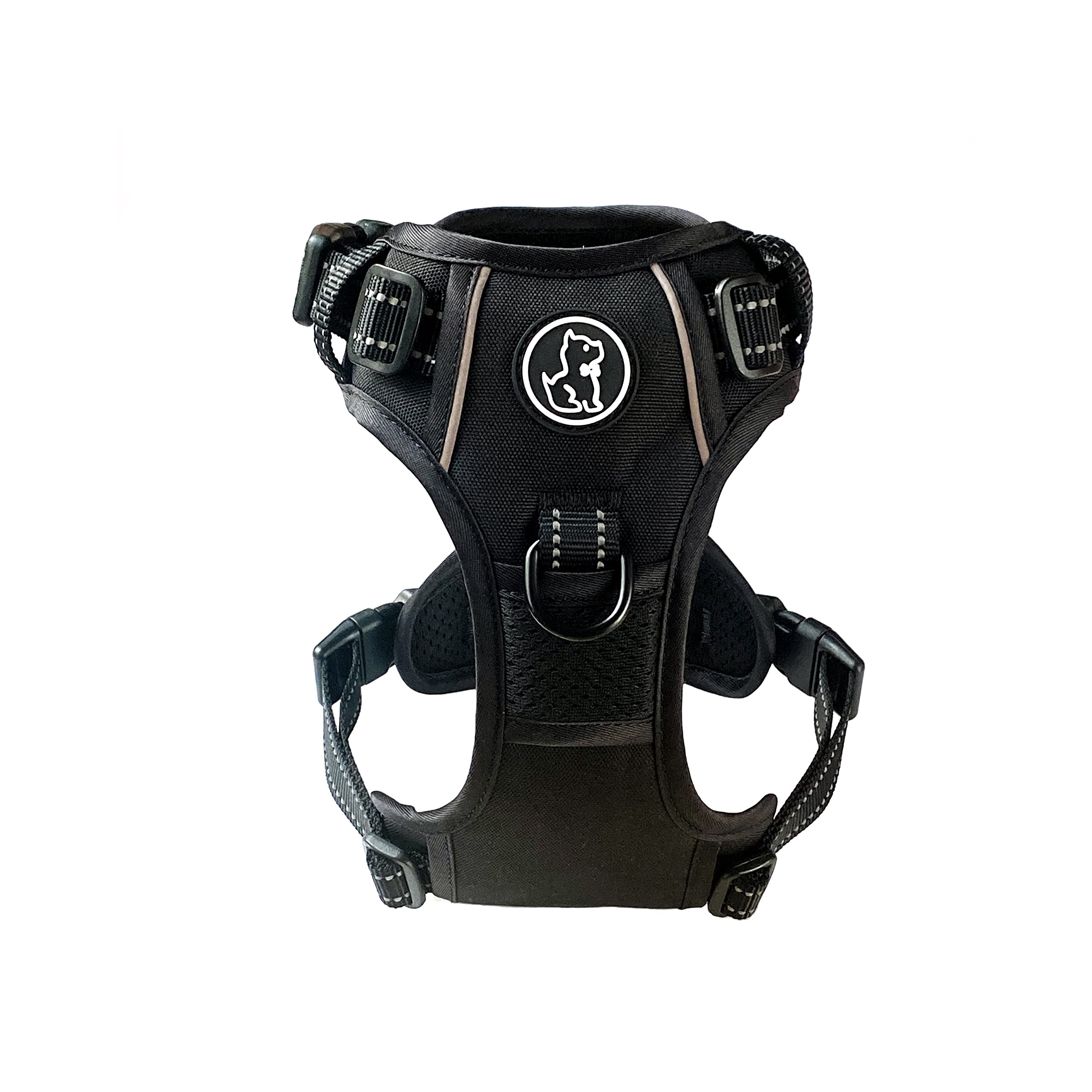 Barkridges® Triple Buckle Dog Harness | Adjustable Easy-to-Wear Buckle | No Pull Non Choke Training | Chafing-Free | Safety Reflective | Comfortable for Small Medium Large Dogs (Black, S - Deep Fit) — image 1