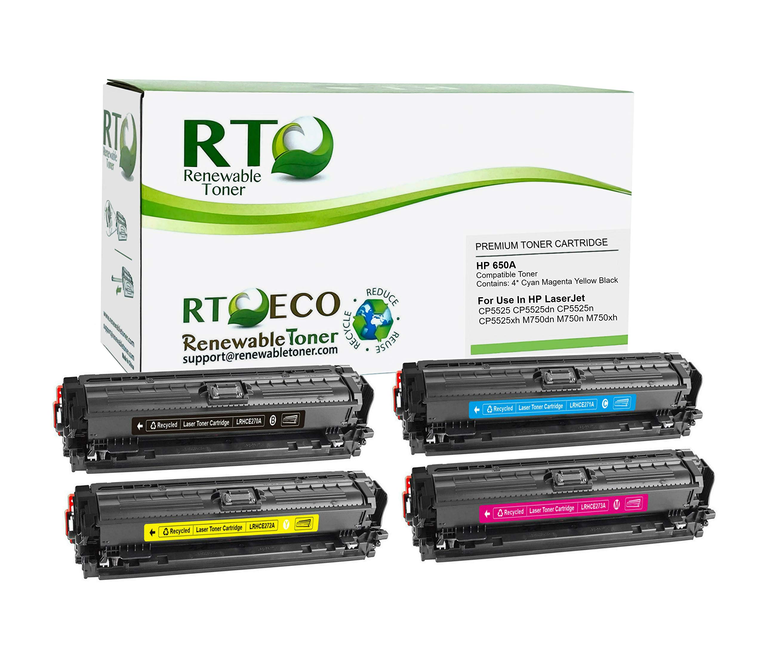 Renewable Toner Compatible Toner Cartridge Replacement for HP 650A CE270A CE271A CE272A CE273A Color
