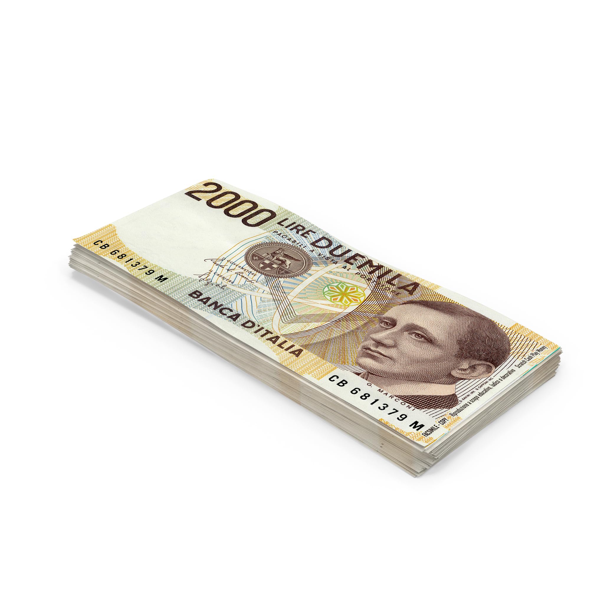 Scratch Cash 100 x ₤ 2.000 Lira Play Money (Real Size)