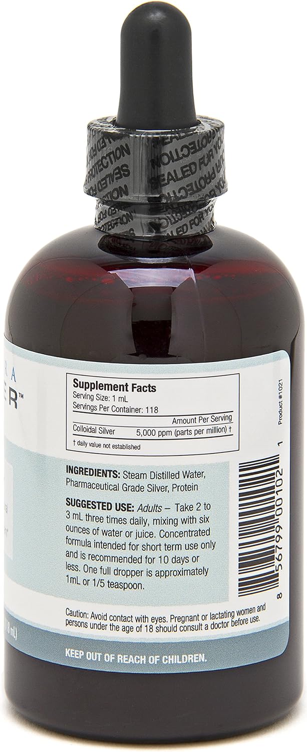 Ultra Silver® Colloidal Silver | 5,000 PPM, 4 Oz (118mL) | Mineral Supplement | True Colloidal Silver - with Dropper: Health & Personal Care