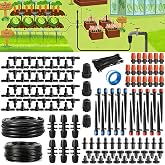Aienxn 135PCS 240FT Automatic Drip Irrigation System Set | Drip Irrigation Kit for Greenhouse, Yard, Lawn, Plant, with 1/2 inch Hose, 1/4 inch Distribution Tubing and Accessories