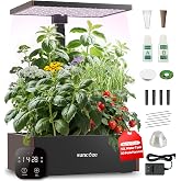 SUNCOZE Smart Hydroponics Growing System, 20 Pods, 25 in Adjustable Height | Indoor Herb Garden with Dimmable LED Grow Light, 10L Water Tank, Timer &amp; Clock, Plants Germination Kit with Quiet Pump, Black