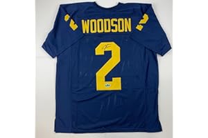 HOFSM.COM HALL OF FAME SPORTS MEMORABILIA Facsimile Autographed Charles Woodson Michigan Blue Reprint Laser Auto College Football Jersey Size Men's XL
