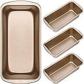 Patelai 4 Pack Small Loaf Pans for Baking Bread Non Stick Bread Pan Rectangle Baking Tray Toast Mold(Gold,7.2 x 3.7 Inch)