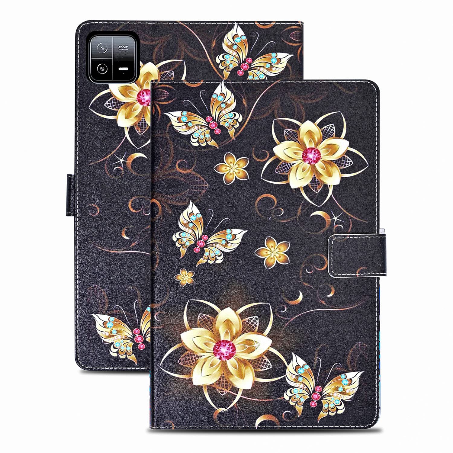 Rostsant Case for Xiaomi Pad 6/Pad 6 Pro 2023 11 Inch PU Leather Sleeve Magnetic Stand Xiaomi Pad 6/Pad 6 Pro 2023 Wallet Tablet Protective Case for Xiaomi Pad 6/Pad 6 Pro 11 Inch - Gold Butterfly