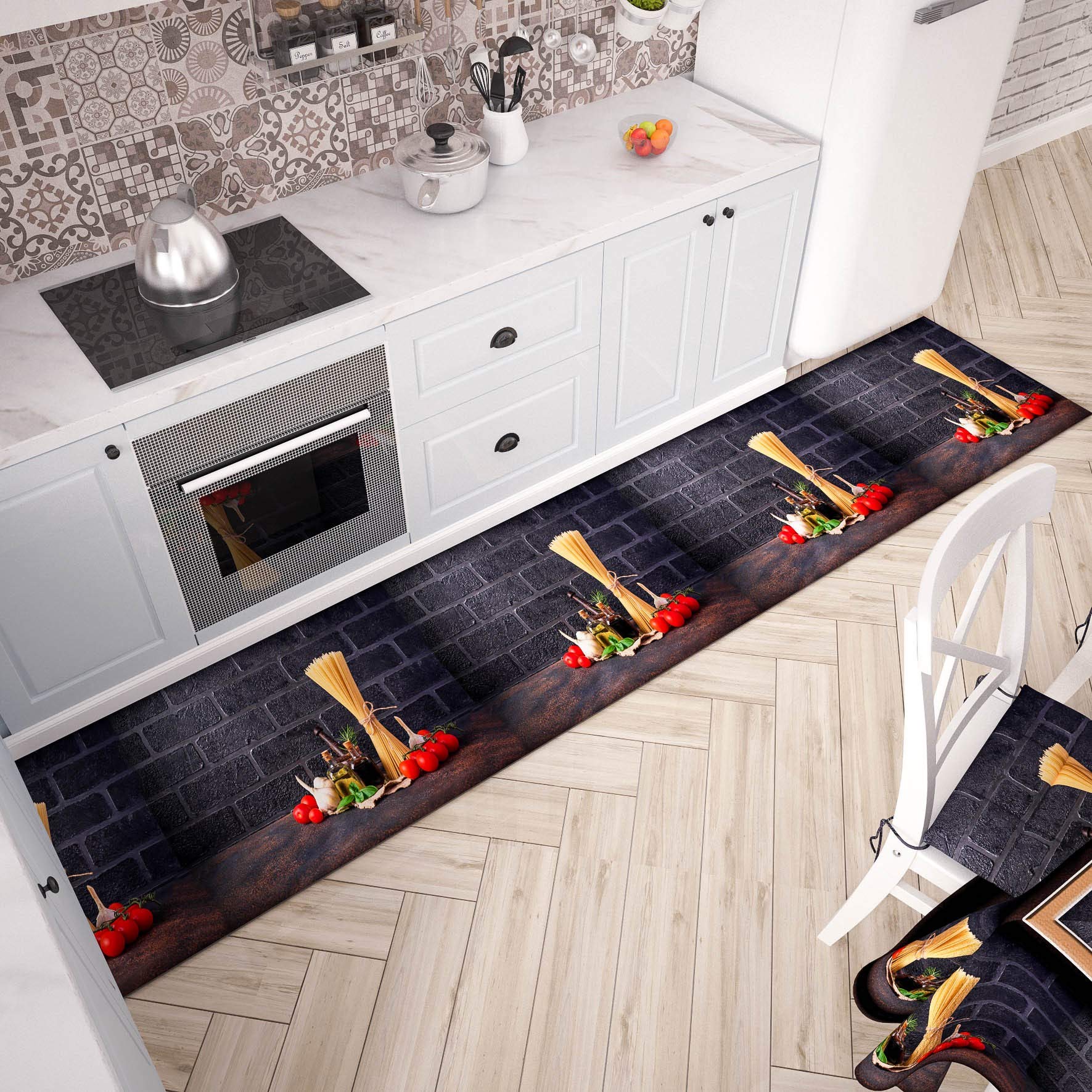 PETTI Artigiani Italiani-Kitchen Rug, Kitchen Rectangualr Rugs, Area Rug, 3D Print Pattern, 100% Made in Italy