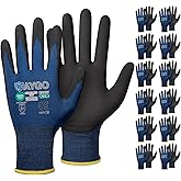 KAYGO Safety Work Gloves MicroFoam Nitrile Coated-12 Pairs, KG18NB,Seamless Knit Nylon Glove with Black Micro-Foam Nitrile Grip,Ideal for General Purpose,Automotive,Home Improvement, Dark Blue, L