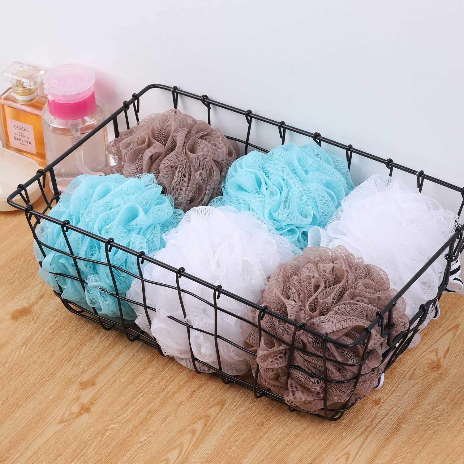 Bath Shower Loofah Sponge Pouf Body Scrubber Exfoliator (Set of 6): Beauty