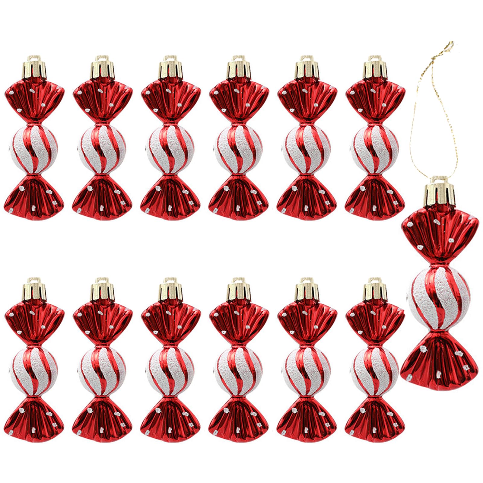 HERZWILD Herzwild Pack of 12 Christmas Tree Decorations Candy Pendants Christmas Decoration Sugar Canes Pendant for Christmas Tree Pendant (Red-B)