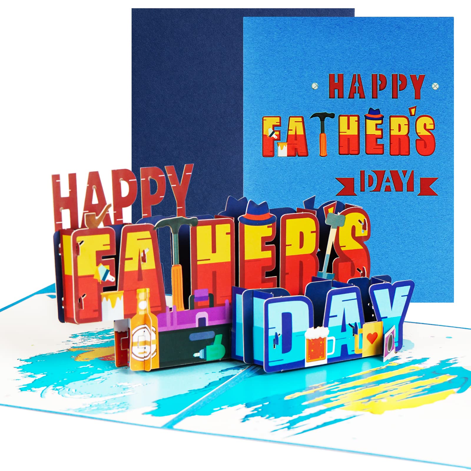 Gelasgo Fathers Day Pop Up Cards,3D Handmade Pop-Up Cards Happy Anniversary Card Father's Day Card For Dad, Husband, Grandpa (Father's Day)