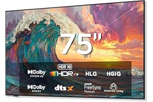 iFFALCON 75-Inch Class QLED 4K Smart TV, Ultra-Slim Mural TV, 144Hz, HDR, Art Mode w/AI Art, Wide Color Gamut, Dolby Vision IQ, Dolby Atmos, Google Assistant Voice Remote(75F75, 2025 Model)