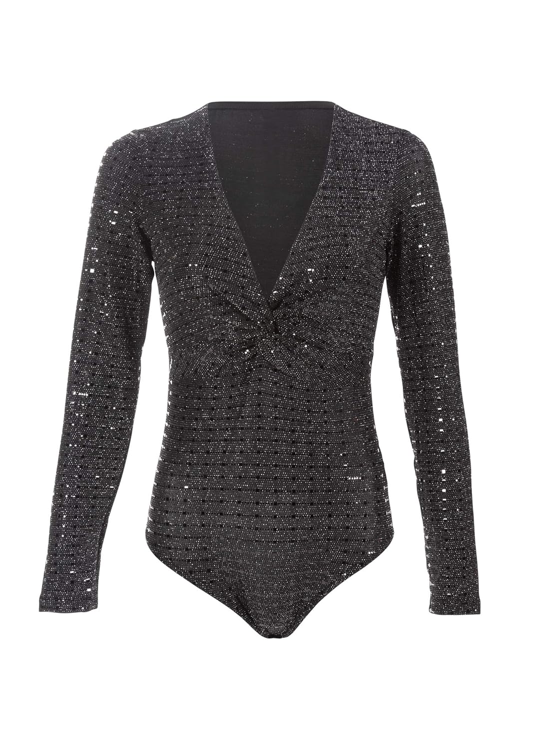 Buy Womens Sequin Long Sleeve Bodysuit Sexy Sparkle Glitter V Neck Top