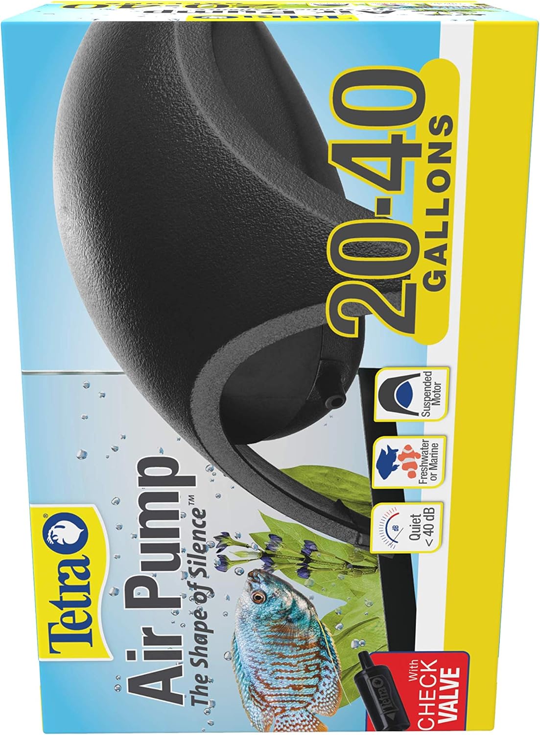 Tetra Whisper Air Pump 20 To 40 Gallons, For aquariums, Quiet, Powerful Airflow : Pet Supplies