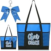 Cheer Coach Tote Bag for Women with Keychain Bow, 19.6x13.7x3.93'' Cheerleader Coach Bag Cheerleading Gift