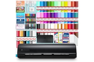SILHOUETTE AMERICA Silhouette Cameo 5 Black 12in Vinyl Cutter Bundle with Roll Feeder, 38 Premium 651 Vinyl Sheets, T-Shirt HTV, Sketch Pen Set, Silhouette Software, Tools, Guides, Classes, Deisgns, and More