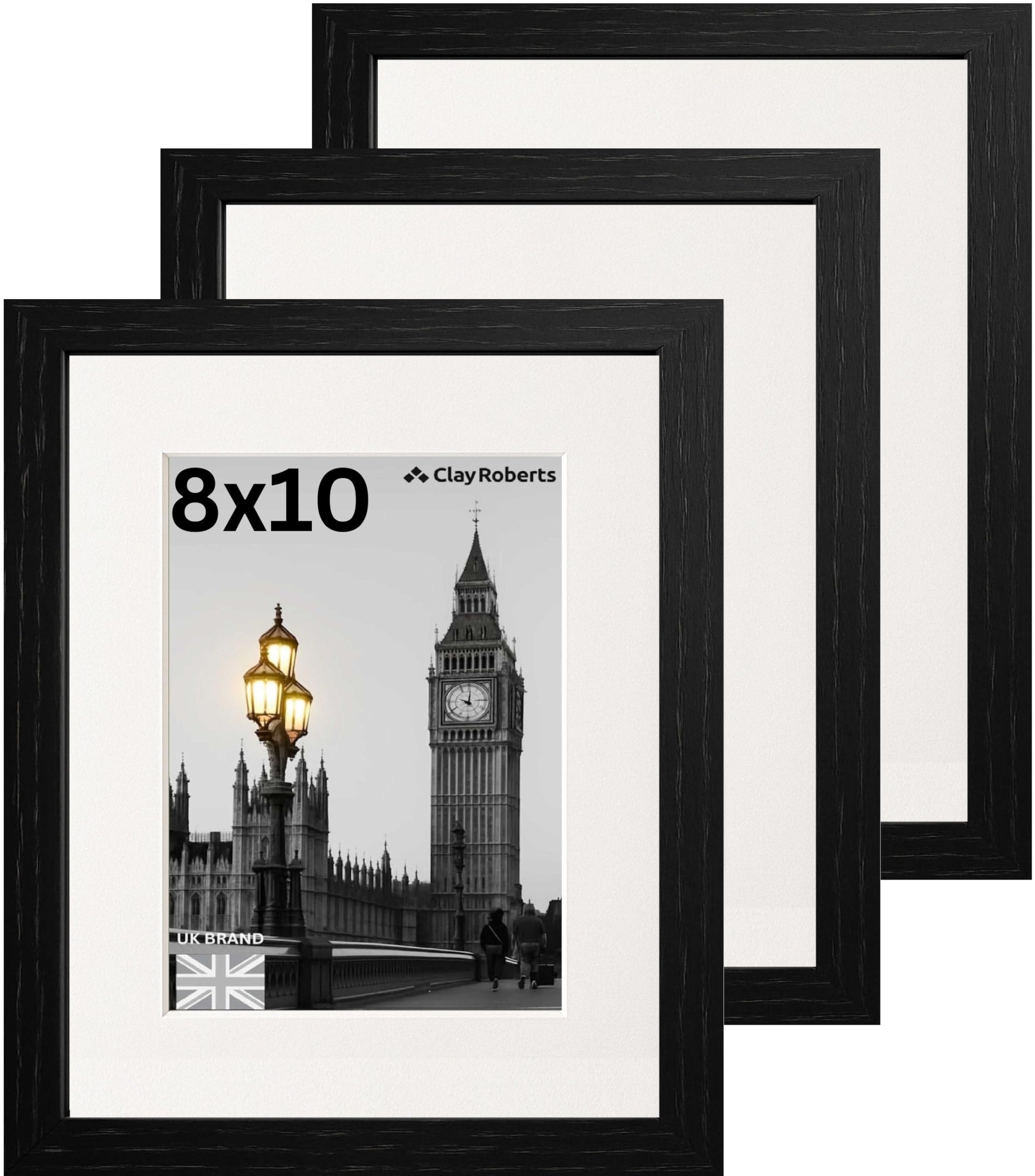 Picture Frame 8 x 10, Black, Pack of 3, Freestanding and Wall Mountable, 20 x 25 cm, 10x8 Picture Frames, Black 8x10 Photo Frames, 8x10 Photo Collage Gallery Display