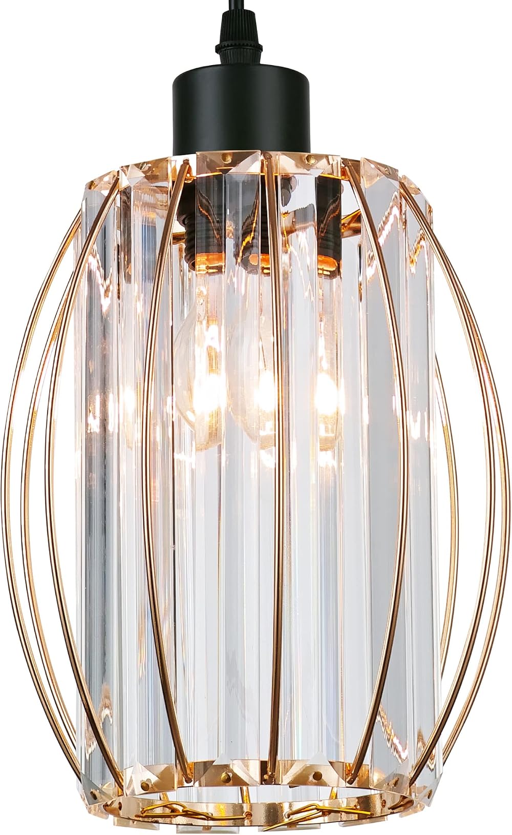Giggi Gold Crystal Light Shade Cylinder 16x20cm with Oval Rings