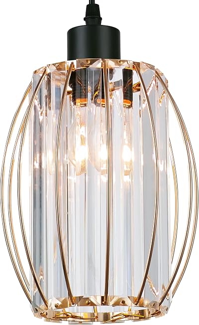 Giggi Gold Crystal Light Shade Cylinder 16x20cm with Oval Rings