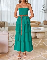 ZESICA Women‘s Summer Boho Strapless Maxi Dress