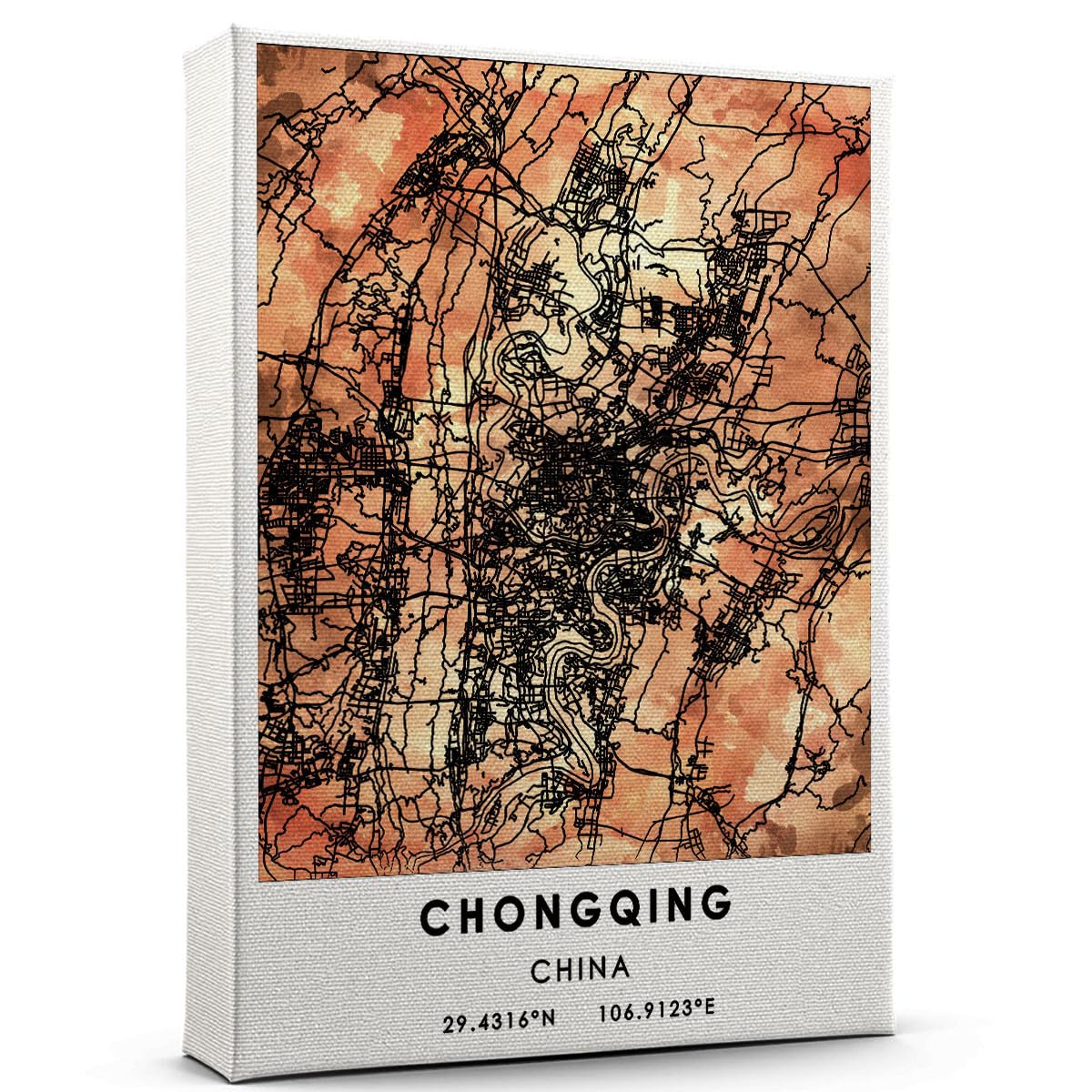 Chongqing Map Poster, China Map Art Poster, Map