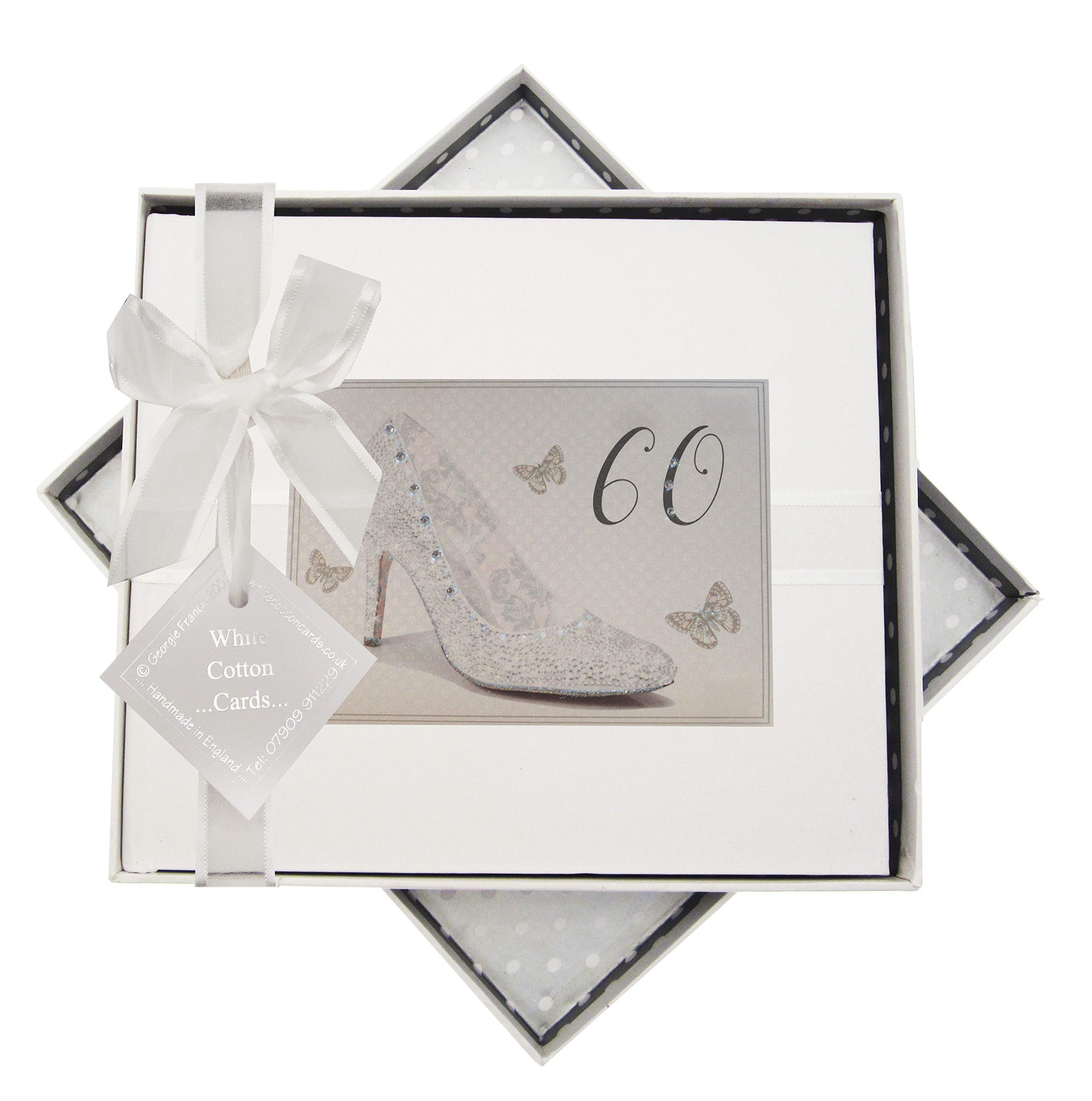 White Cotton Cards SHU60G Silver Shoe Design Age 60 Birthday Guest Book