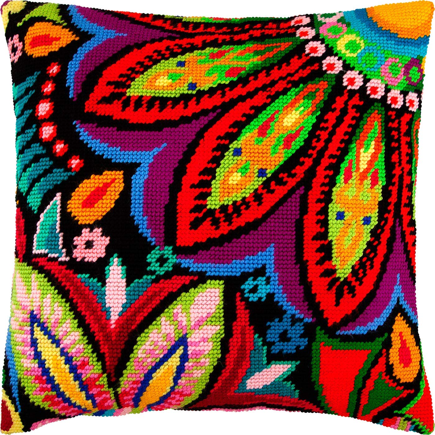 Brvsk Maharaja. Stamped Cross-Stitch Kit w/Printed Tapestry Canvas (40 × 40 cm) — Stamped Cross-Stitch Cushion Kit for Creative Home Décor — Needlework Kit for Adult Beginners