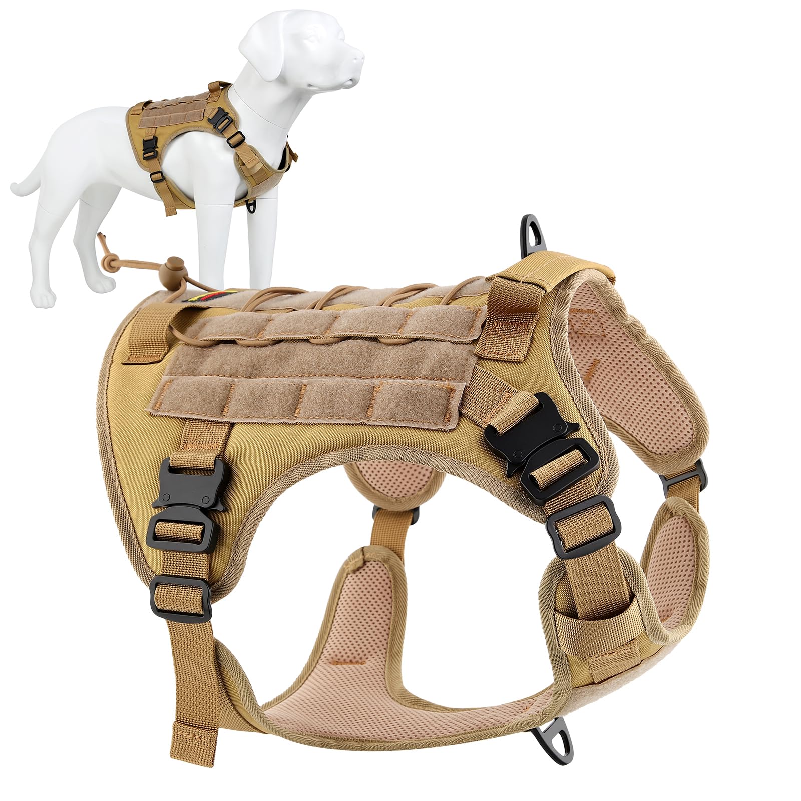 Plutus Pet Tactical Dog Harness with All Metal Buckles, Adjustable, No-pull Service Dog Vest with Molle System for Small Medium Large Dogs (Khaki, L) โ image 1