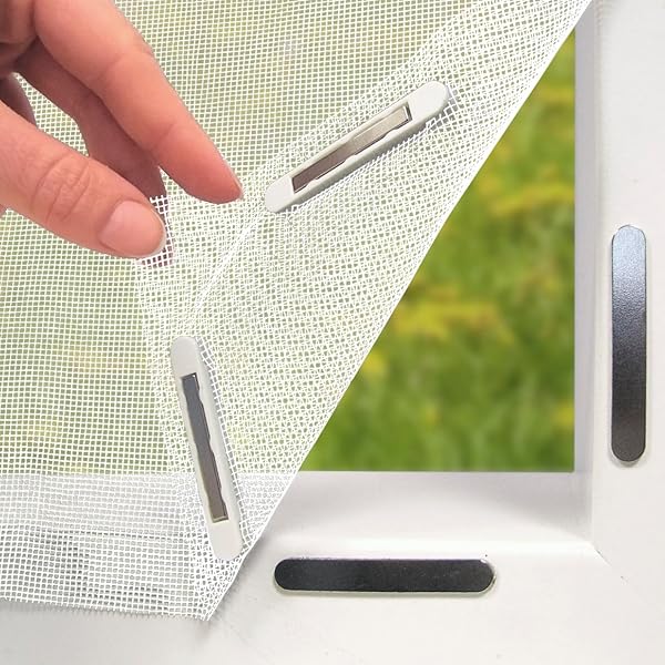 EASYmaxx Insect Protect Fliegengitter Fenster mit Magnetbefestigung | zuschneidbares Moskitonetz | Insektenschutz Fenster bis 150 x 180 cm | Mückenschutz Fliegennetz Magnet - leichte Montage [Weiß]