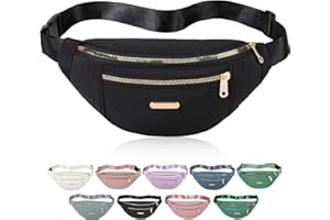 DORRAS Fanny Packs Crossbody Bag for Women, Waist Pack Jogging Pouch Belt Bag for Outdoors Traveling Hiking - Black