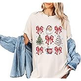 Comfort Colors Coquette Bow Shirt, Cute Red Ribbon Santa Shirt, Merry Christmas Bows Shirt, Christmas Gift, Gift For Women, Retro Christmas Shirt, Vintage Santa, Cute Santa Tee