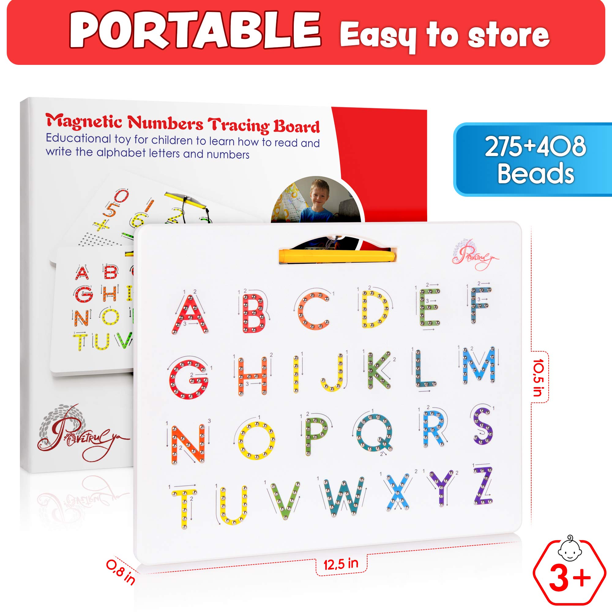 Magnetic Alphabet Tracing Board - double sided letters & numbers Magnetic Tracing Board, ABC magnets learn to write with magnetic pen, STEM toy letters learning, handwriting games, writing montessori