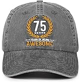 InnoBeta 75th Birthday Gifts for Women Men, 75 Years of Being Awesome, Adjustable Cotton Embroidered Baseball Cap, Grey