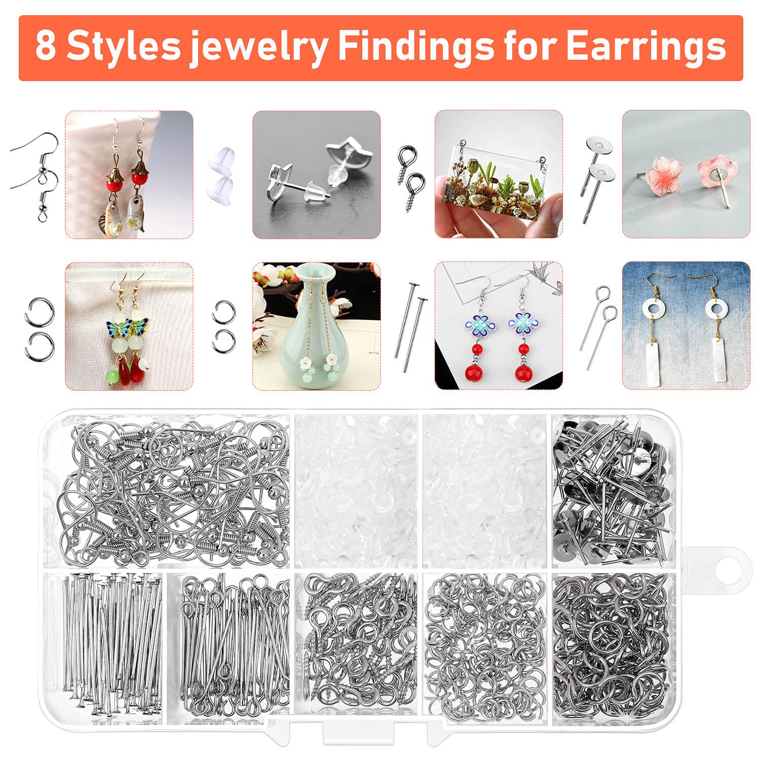 Resin Molds for Jewelry, Paxcoo 678pcs Earring Making Kit with 28pcs Epoxy Molds and 650pcs Earring Hooks, Jump Rings for Pendants, Resin Crafts, DIY Earring