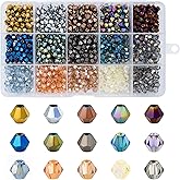 JEBBO 1800pcs 4mm Crystal Beads for Jewelry Making, Bicone Bracelet Bead Faceted Glass Beads 15 Plated Metallic Colors Craft Bead for Necklace Earring Jewelry Making