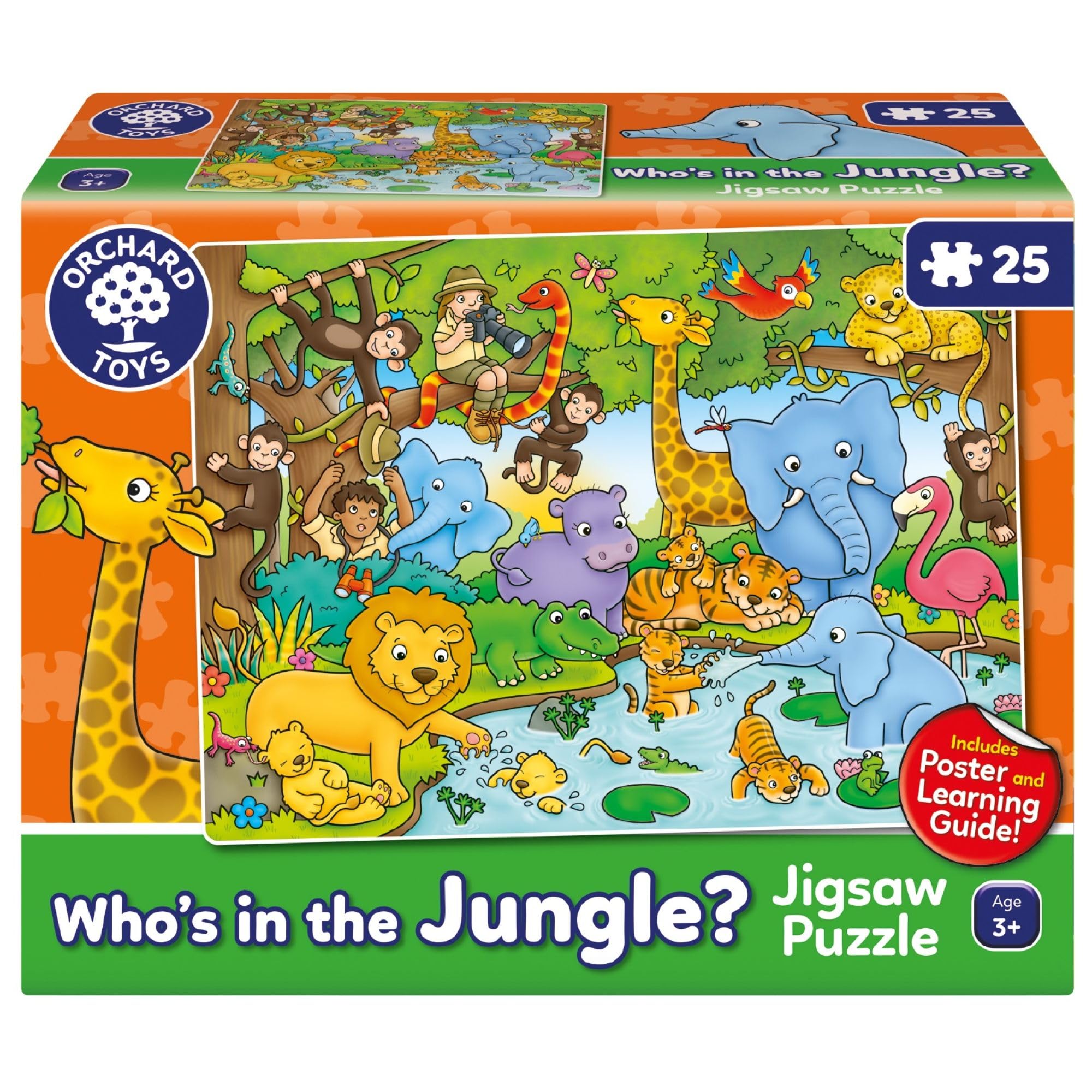 Orchard Toys Who's in the Jungle? Jigsaw Puzzle, 25-Piece Jungle Themed Puzzle, For Kids Age 3+, Includes Poster and Educational Learing Guide — image 1