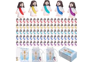 Barydat 150 Set Mini Jesus Easter Figures Little Jesus Toys Bulk Religious Christian Doll with 150 Prayer Cards and 150 Organza Bags for Sunday School Church Mother's Day Baptism Gift(Multicolor)