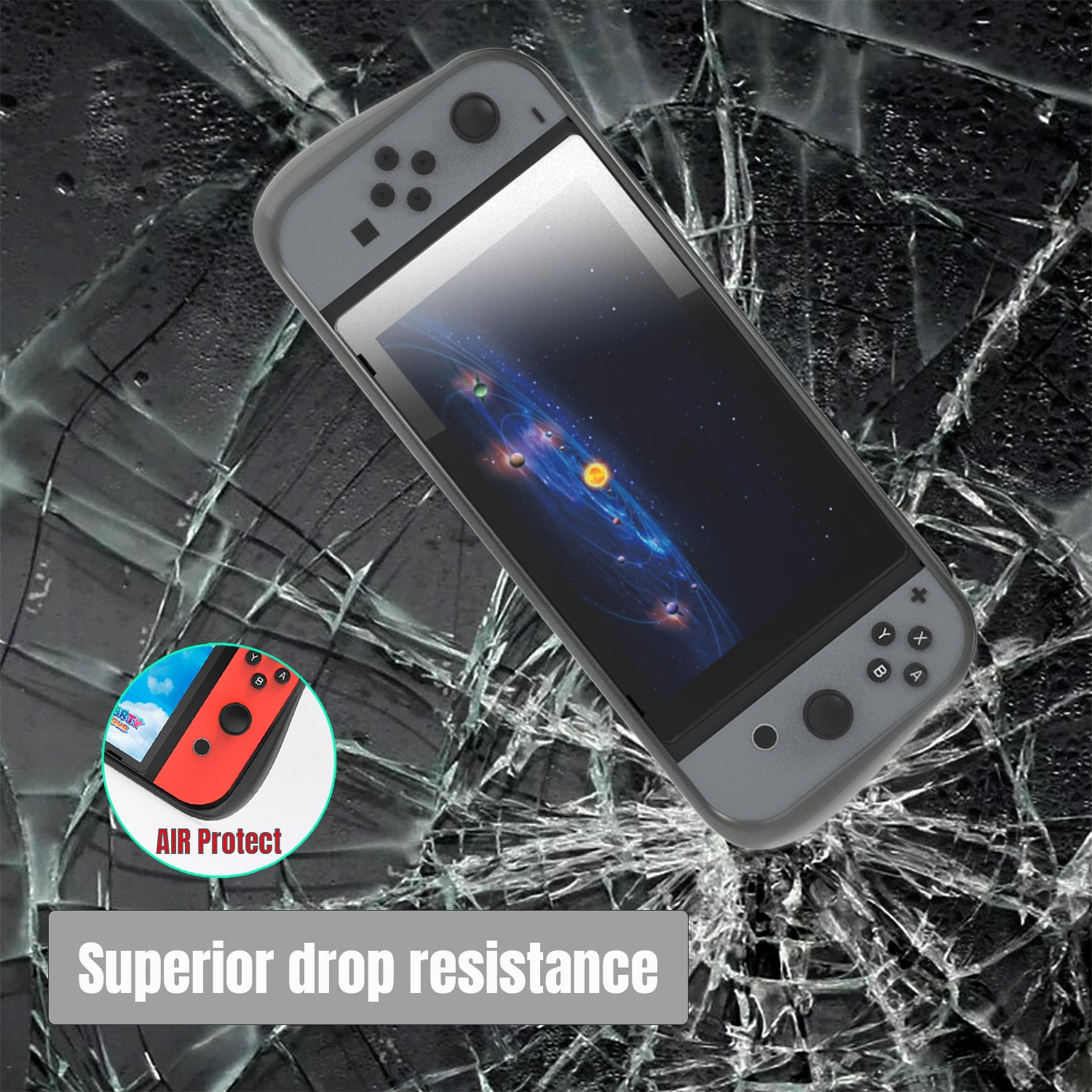 Grip Case for Nintendo Switch, Heat Dissipation Durable Silicone Protective Case Cover for Nintendo Switch Console 2017 with Comfortable Padded Hand Grips (Grey)