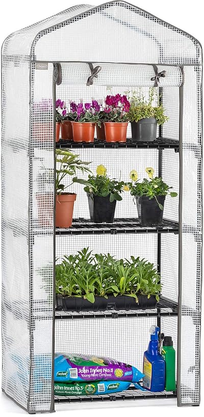 Christow Mini Greenhouse 4 Tier Reinforced Growhouse 5ft2in x 2ft2in