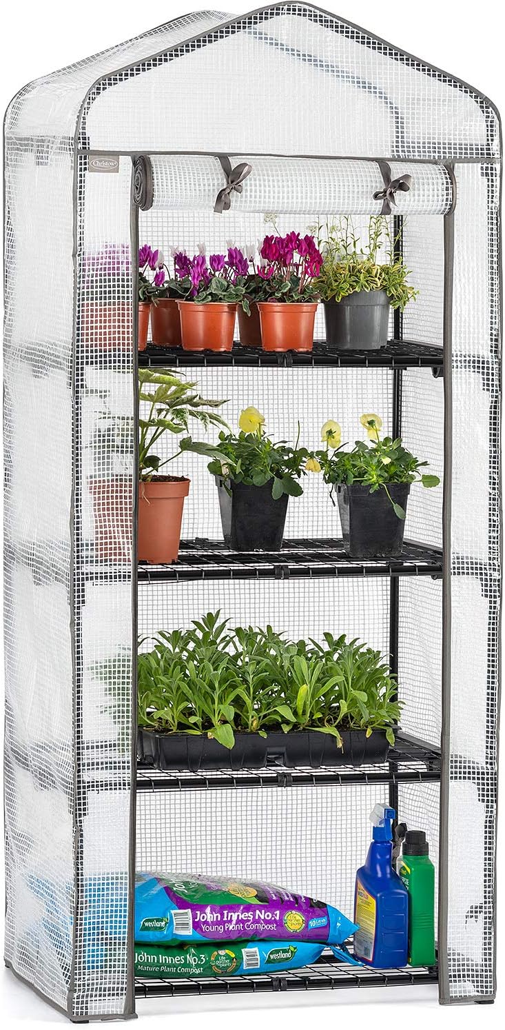 Christow Mini Greenhouse 4 Tier Reinforced Growhouse 5ft2in x 2ft2in
