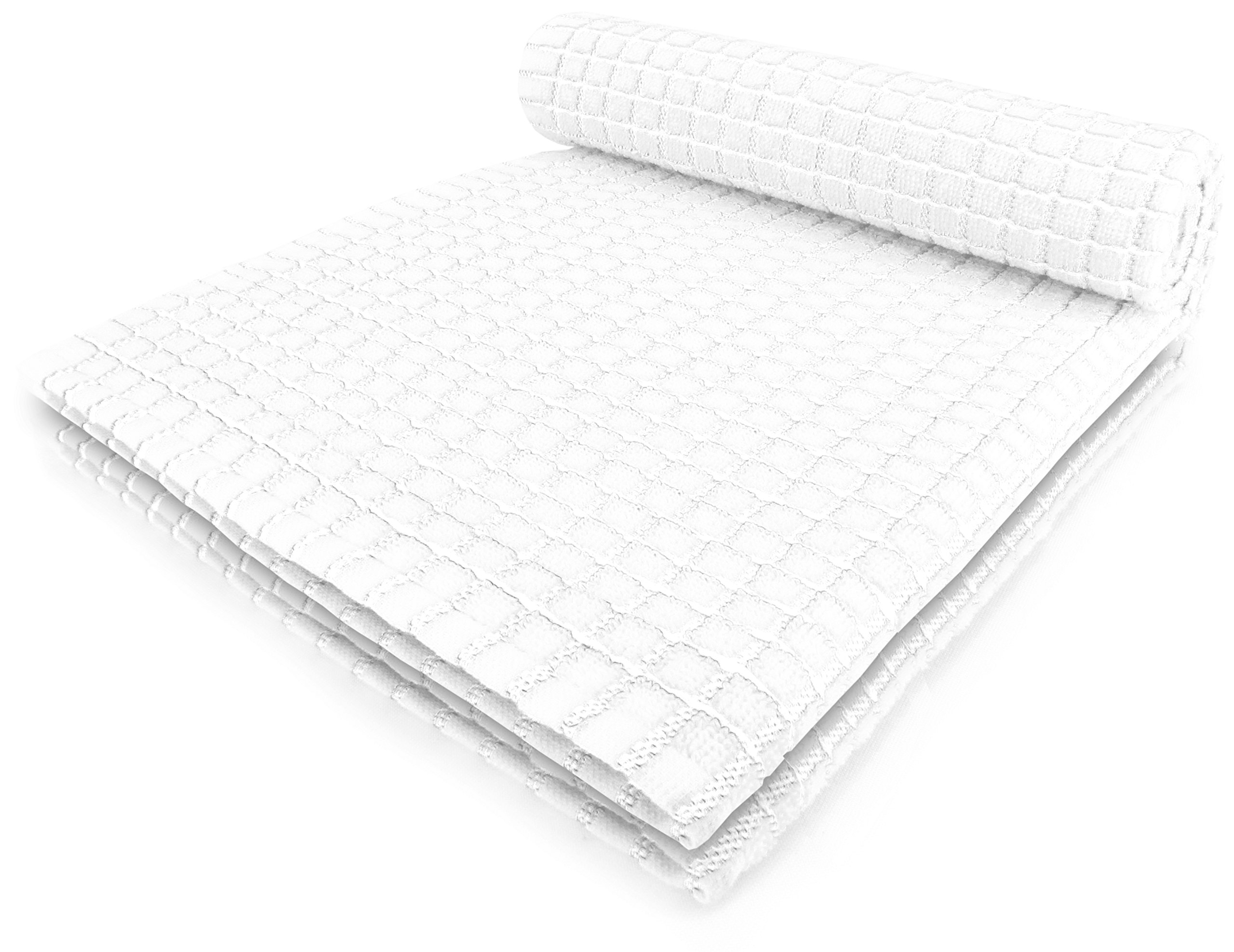 Fecido Classic Kitchen Tea Towels - Heavy Duty - Super Absorbent - 100% Cotton - Professional Grade Dish Cloths - European Made Tea Towels - Set of Two, White