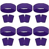 18 Pcs Sweatbands Headband Wristband Set Colorful Striped Terry Cloth Sports Athletic Gym 80s Sweat Headbands